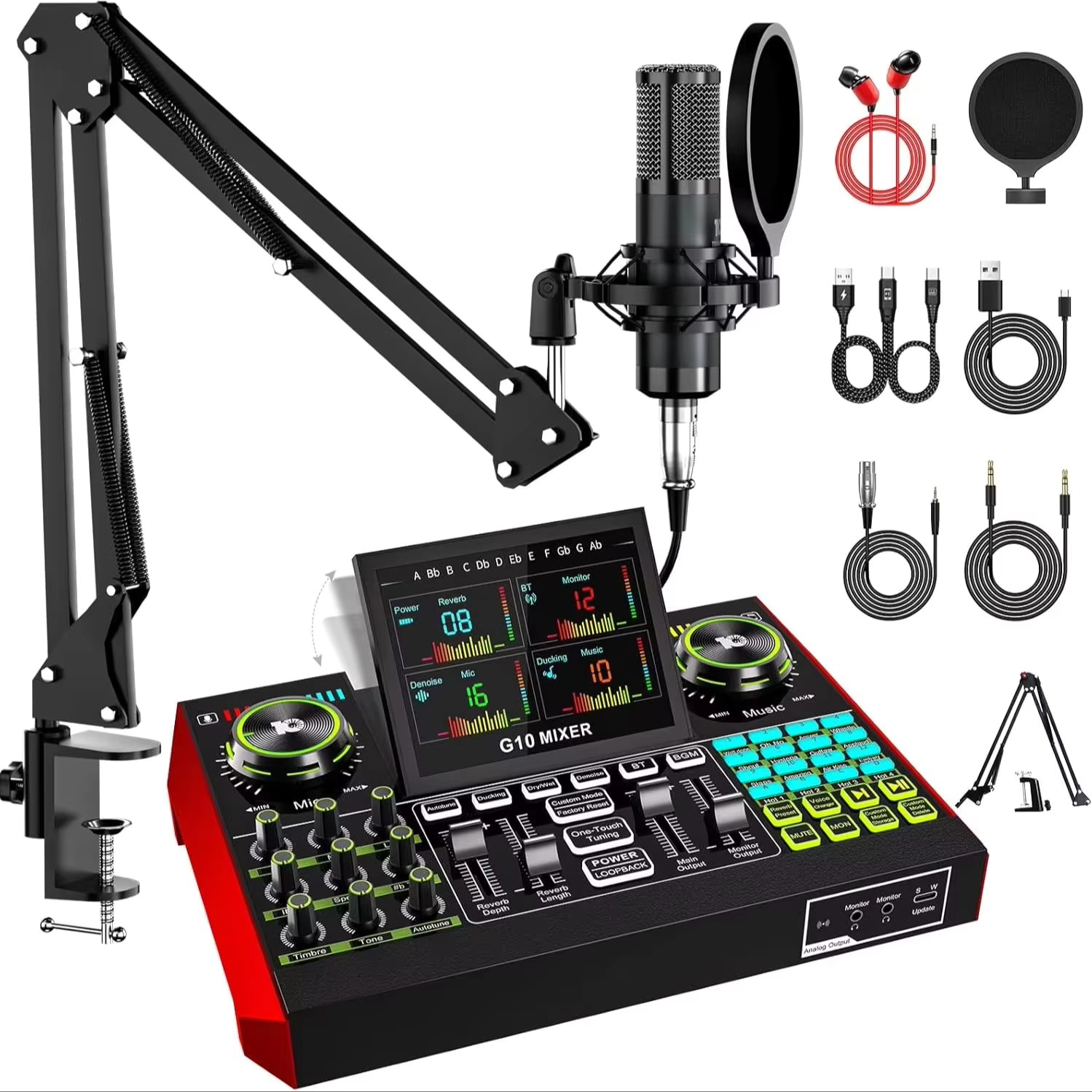 Audio And Music Mixer - Tenlamp G10 Live streaming audio-interface Gaming