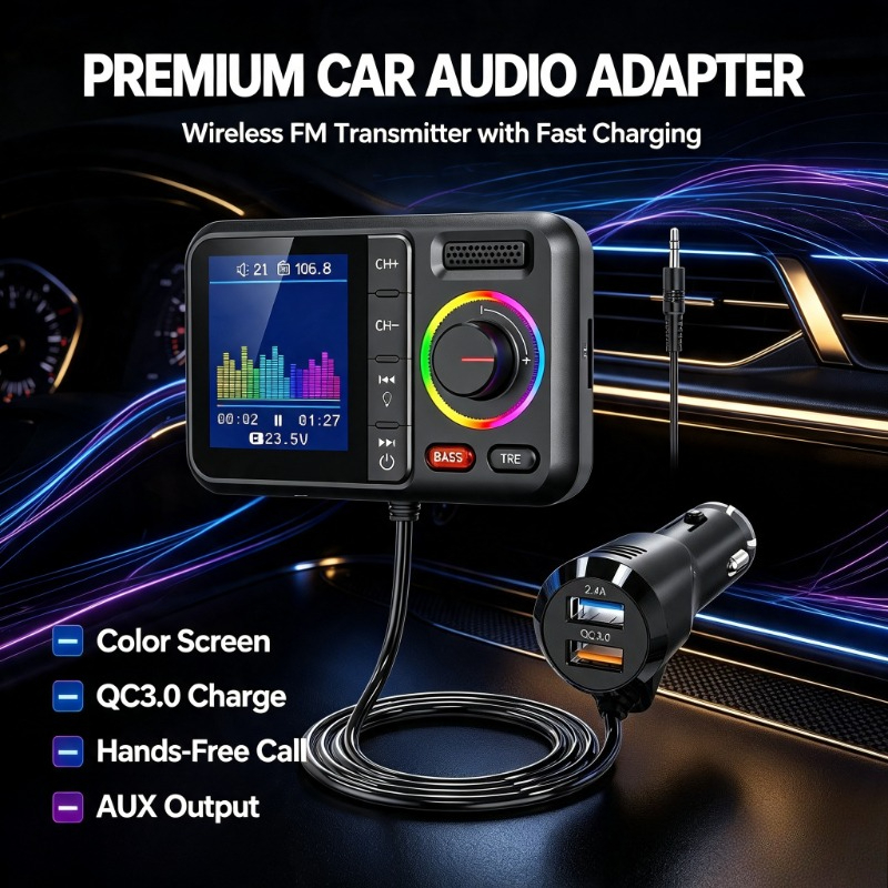 Audio Music Track - Draadloze audioadapter voor voertuigen, QC3.0 AUX-unit