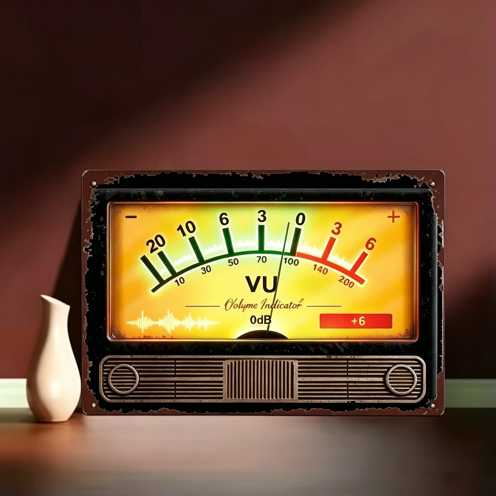 Retro VU volume-indicator meta - Audio Music Logo recensie en prijs