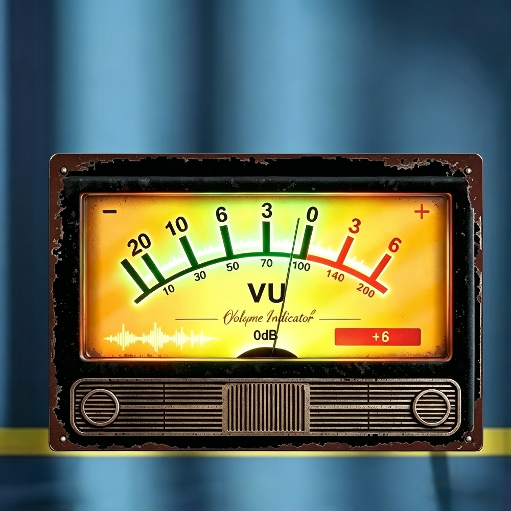 Retro VU volume-indicator meta - Audio Music Logo recensie en prijs
