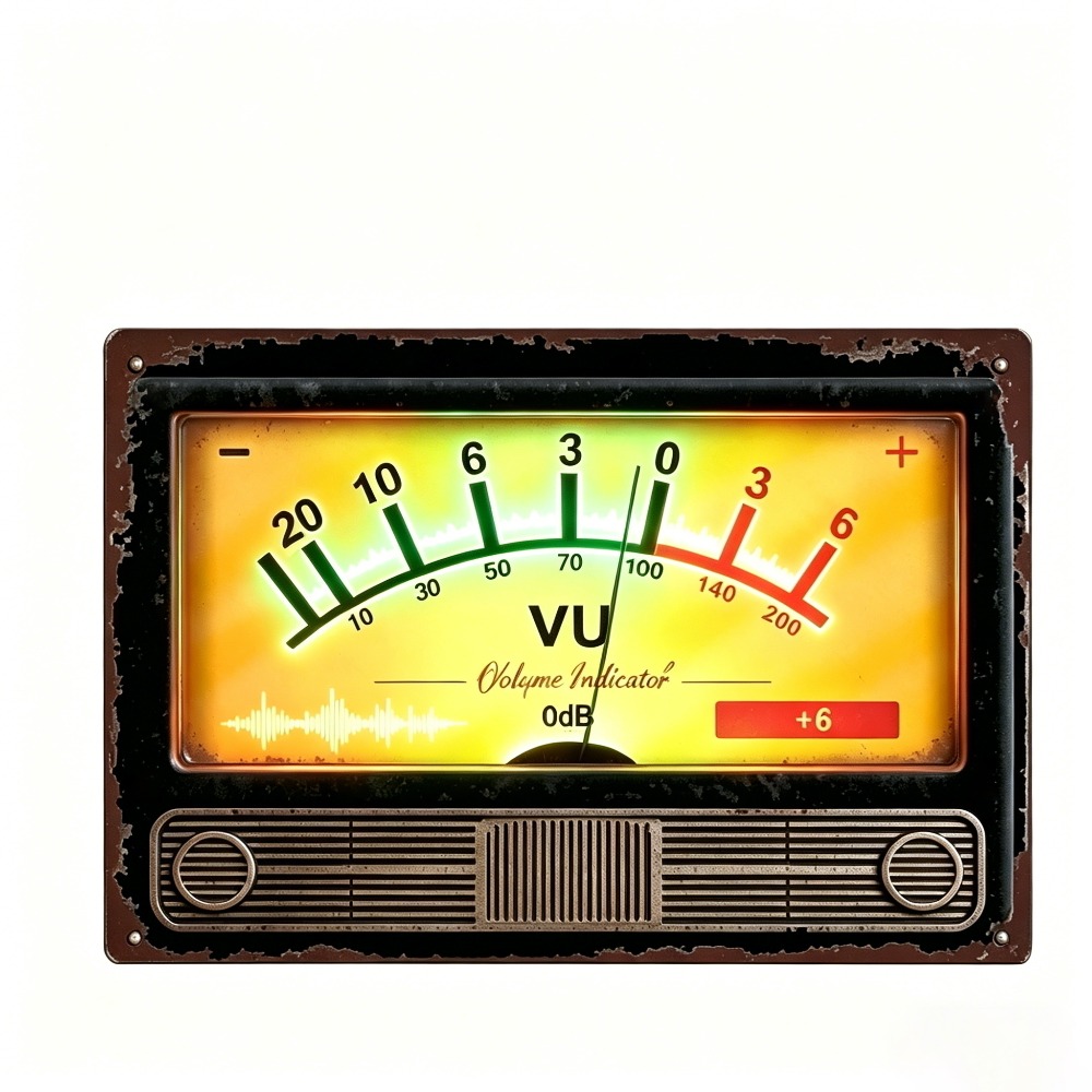 Retro VU volume-indicator meta - Audio Music Logo recensie en prijs