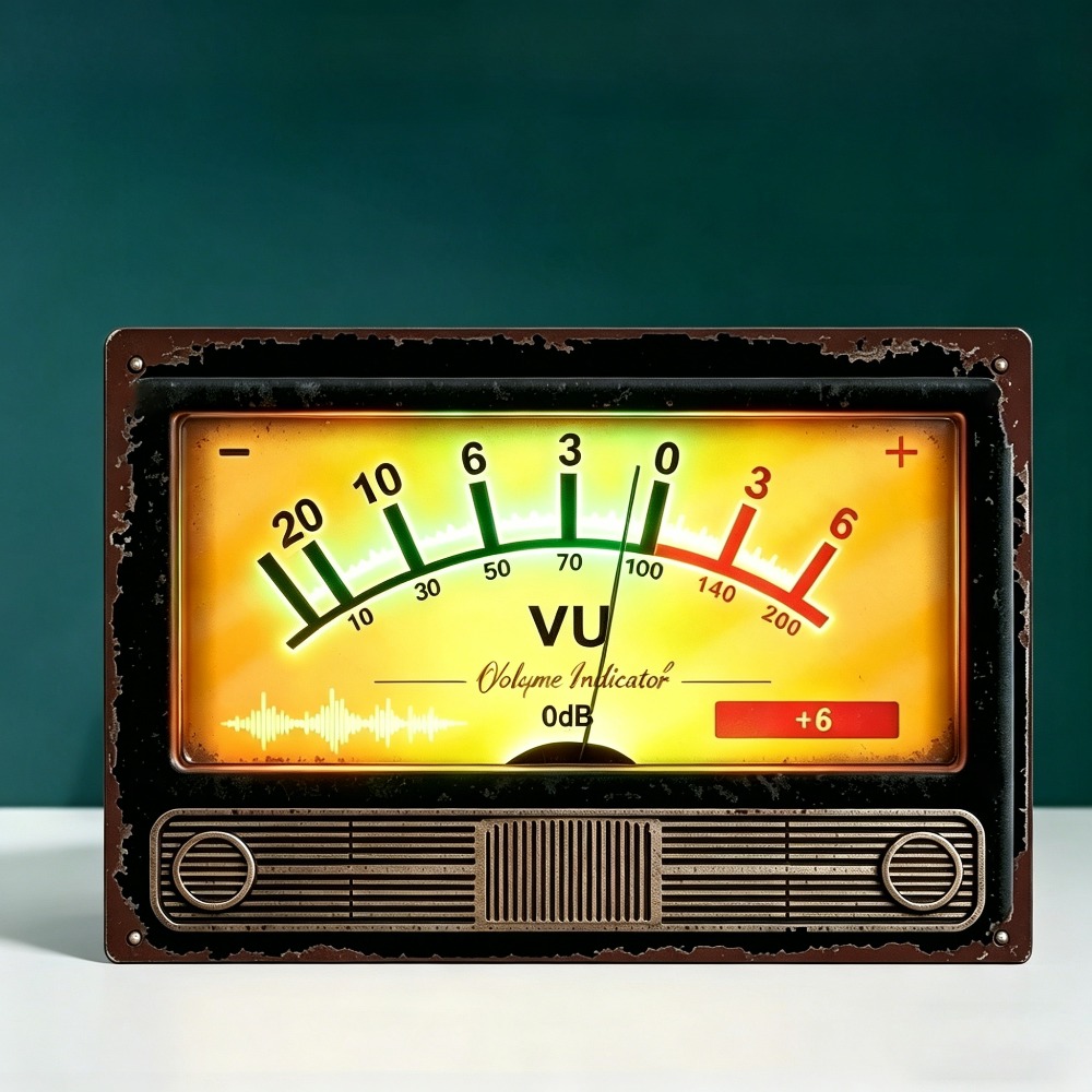 Retro VU volume-indicator meta - Audio Music Logo recensie en prijs
